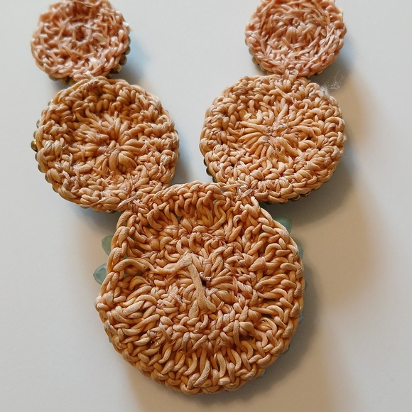 Sunburst Blue Green Gold Tone Floral Cluster Crystal Beaded Chain Necklace - Picture 9 of 15